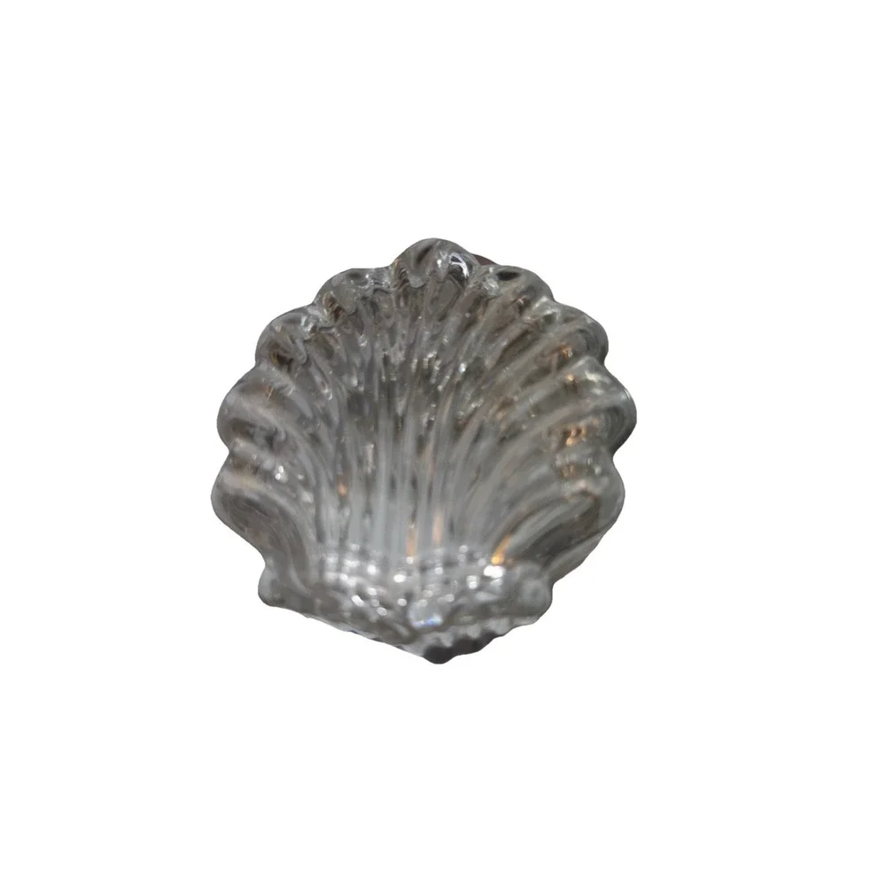 Vintage Crystal Glass Clam Sea‎ Shell Shaped Trinket Box